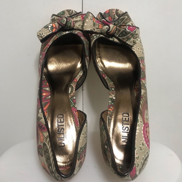Unlisted Floral Open Toe Bow Heels/ Pumps Size 8.5 - Picture 6 of 8